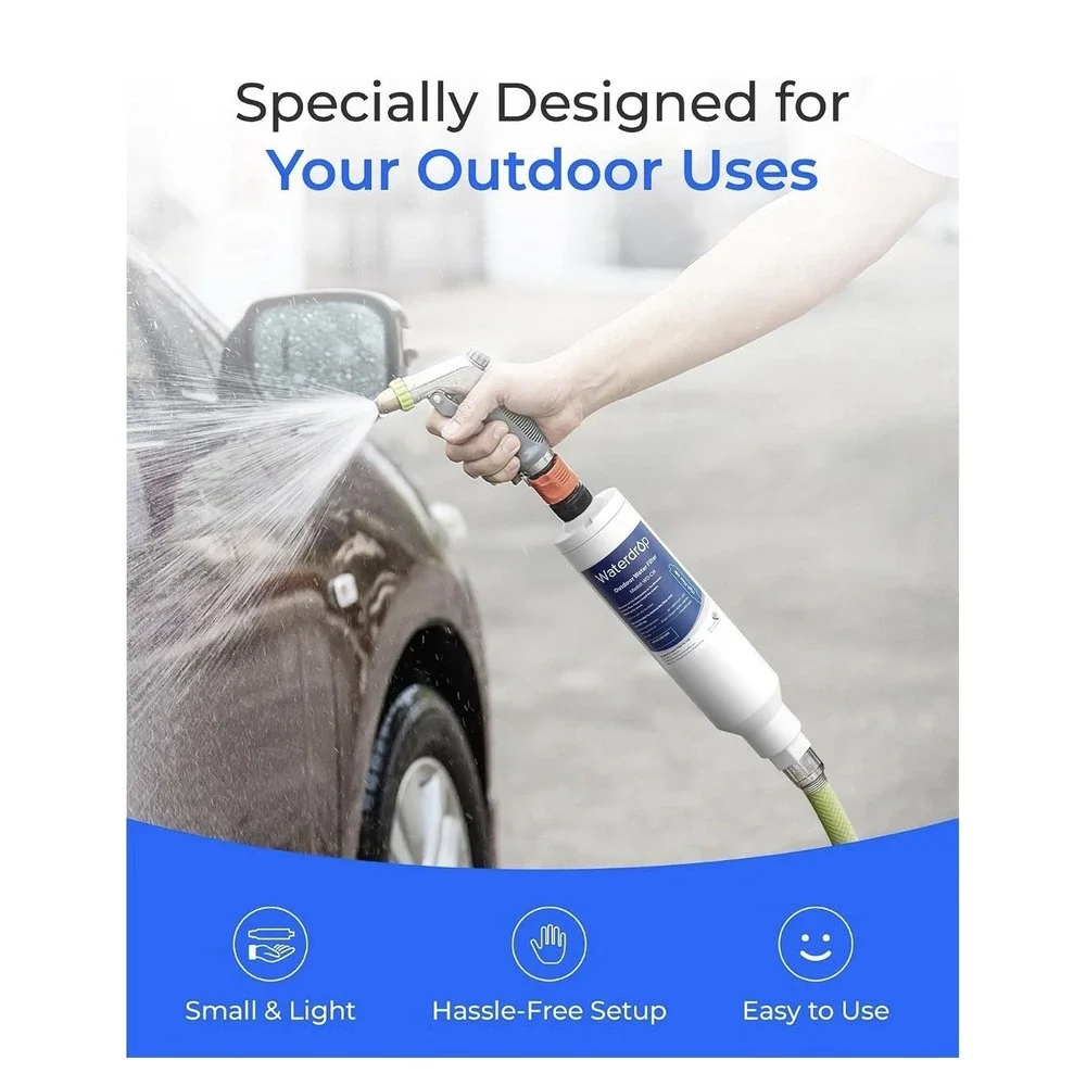 Waterdrop Hard Water Filter for Hose Car Wash, 2 Pack with Hose Protector